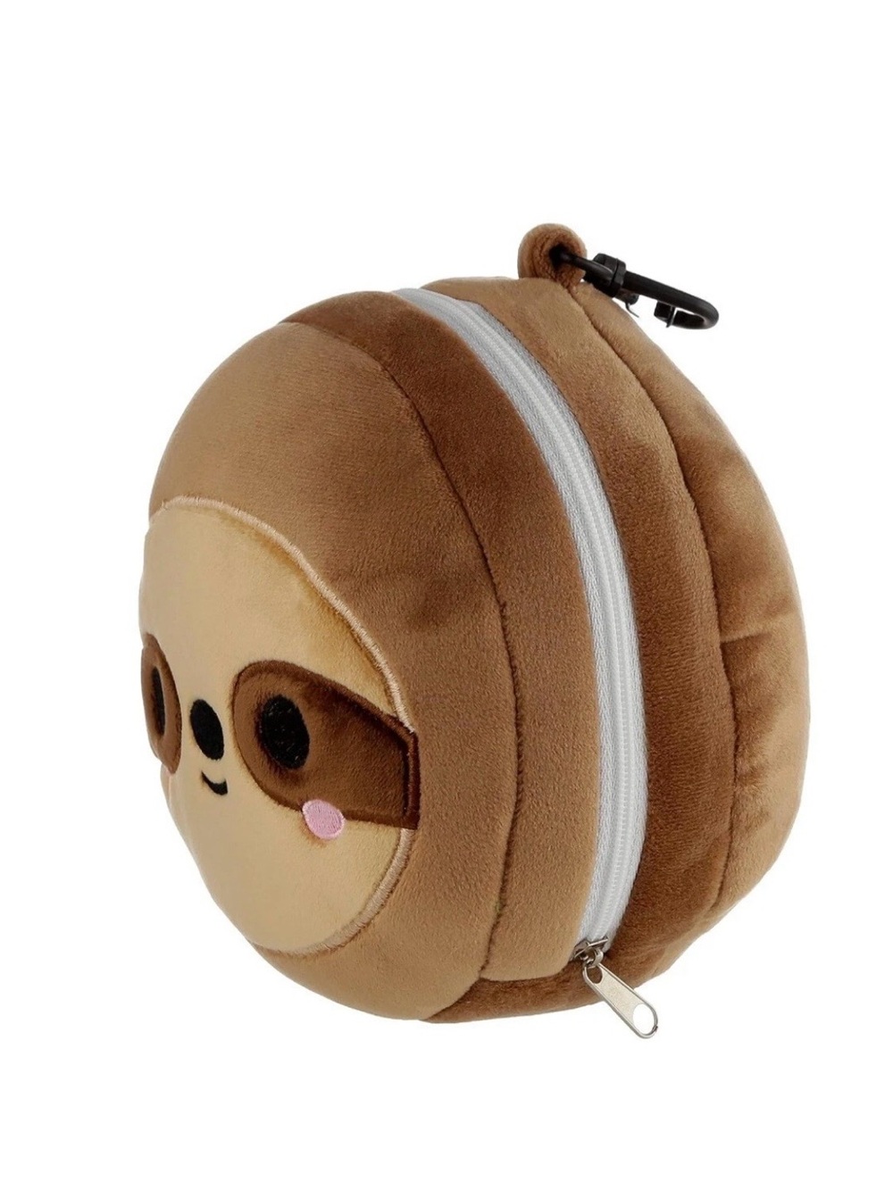Cute Brown Plush Sloth Coin Pouch with Clip - Picture 1 of 6